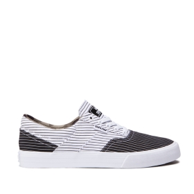 Supra Mens COBALT Low Top Shoes Black/White Stripe/white | US-70737